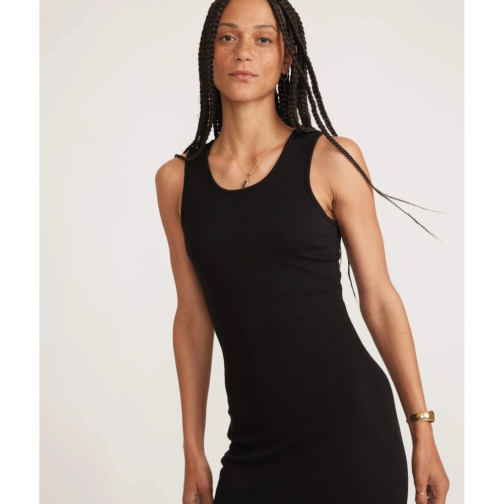 Marine Layer Lexi Daytime Midi Dress Black Ribbed M - Picture 3 of 12